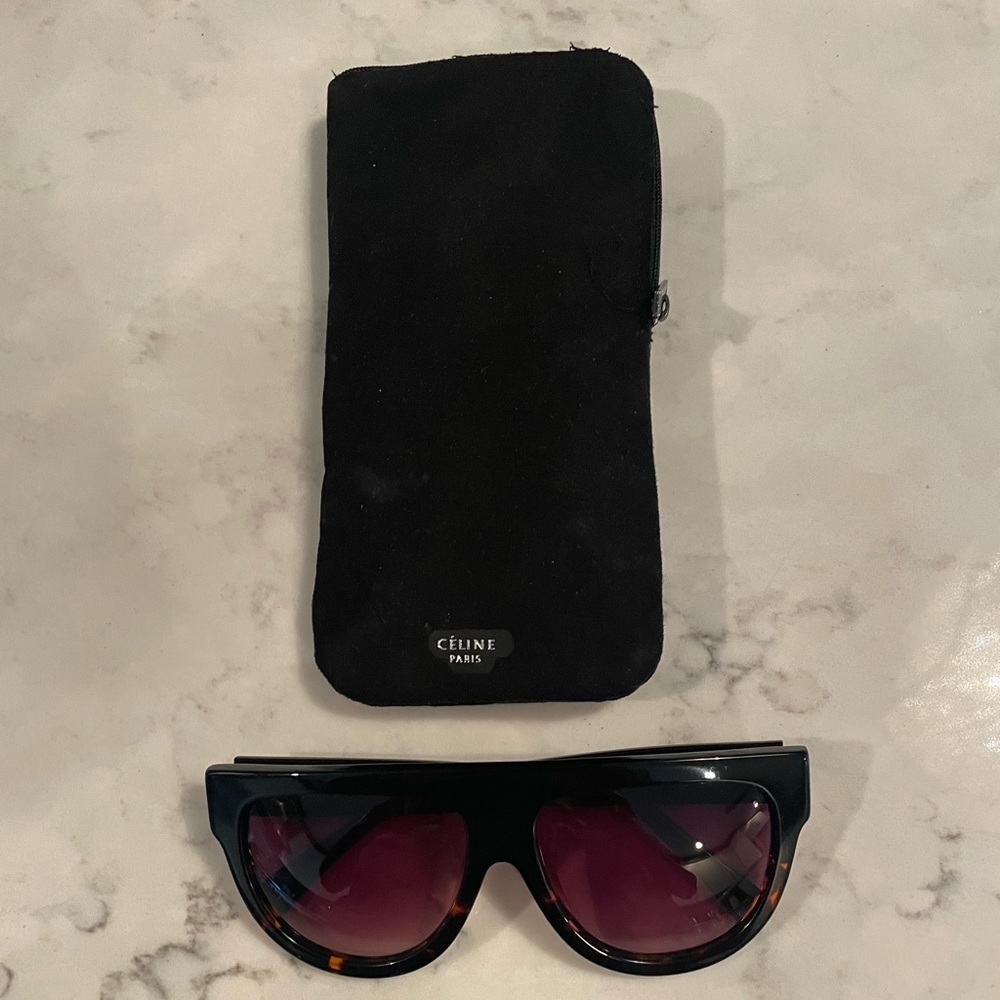 Celine Black Tortoiseshell Frame Sunglasses with Purple Gradient Lenses